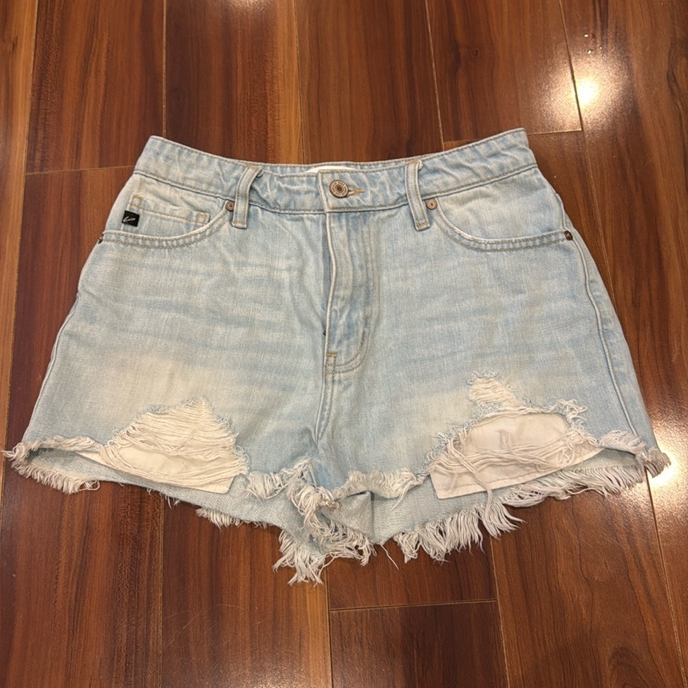 Light wash denim shorts